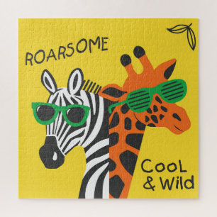 Quebra-cabeça Ilustração do Cartoon Zebra Girafa legal