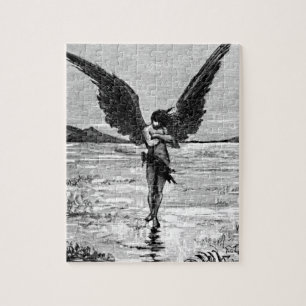 Quebra-cabeça Ilustração do carvão vegetal do anjo do diabo d