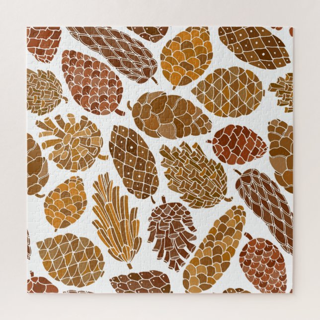 Quebra-cabeça Ilustração do padrão de pinhas. (Vertical)