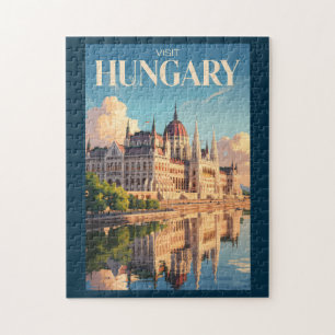 Quebra-cabeça Ilustração do Parlamento da Hungria Arte de Viagem