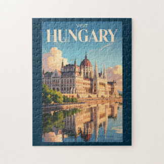 Quebra-cabeça Ilustração do Parlamento da Hungria Arte de Viagem
