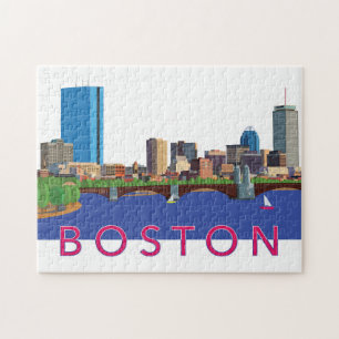Quebra-cabeça Ilustração do Skyline de Back Bay em Boston