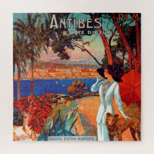Quebra-cabeça Ilustração do Viagem do Vintage Antibes Cote D'A
