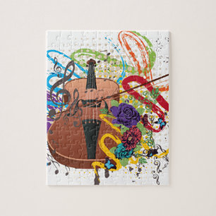 Quebra-cabeça Ilustração do violino do Grunge