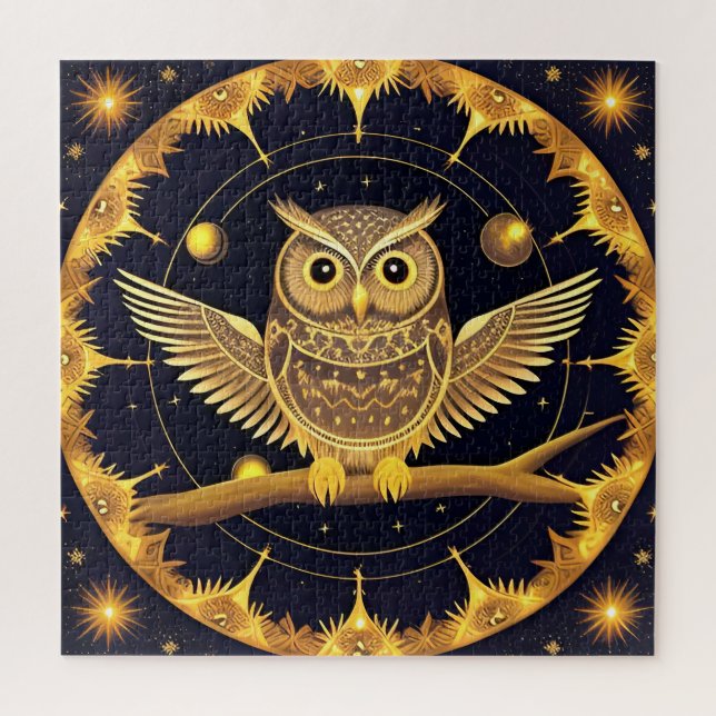Quebra-cabeça Ilustração Elegante de Coruja Noturna (Vertical)