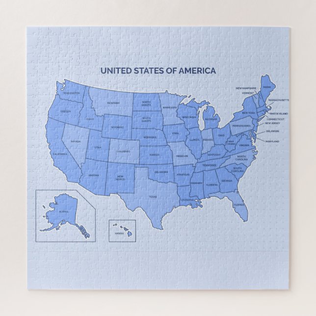 Quebra-cabeça Ilustração Mínima do Mapa dos Estados Unidos em Az (Vertical)