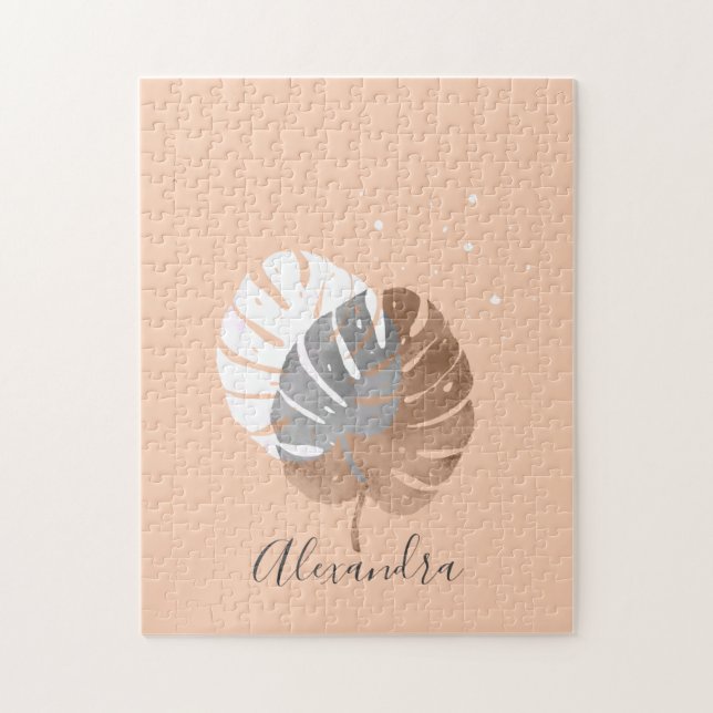 Quebra-cabeça Ilustração moderna das folhas tropicais minimalíst (Vertical)