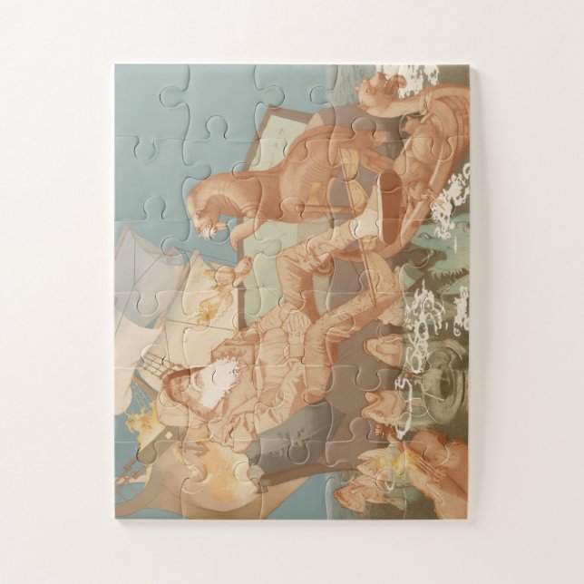 Quebra-cabeça Ilustração Náutica do Navio de Queima do Velho Hom (Vertical)