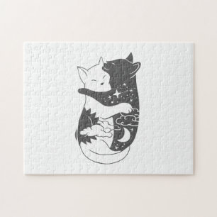 Quebra-cabeça Ilustração noturna do gato dia do gato - Escolhe