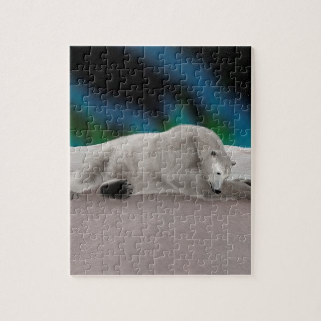 Quebra-cabeça Ilustração Pacífica de Urso Polar na Natureza Árti (Vertical)