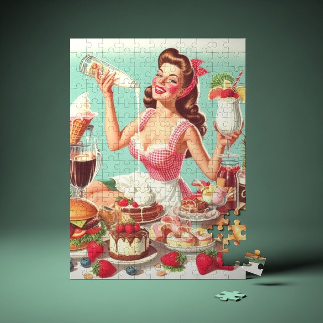 Quebra-cabeça Ilustração Pin-Up da Comida Vintage (Criador carregado)
