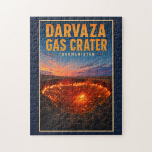 Quebra-cabeça Ilustração Retro da Cratera de Gás de Darvaza Turc