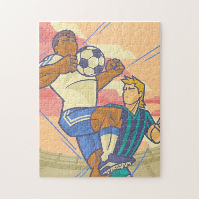 Quebra-cabeça Ilustração Retroativa de Jogadores em Ação (Vertical)