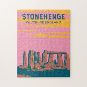 Quebra-cabeça Ilustração Retroativa de Viagem de Arte Stonehenge