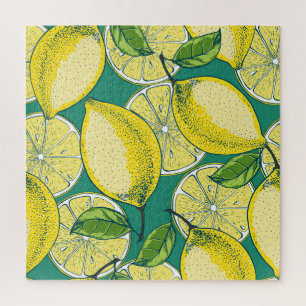 Quebra-cabeça Ilustração sem costura da Fruta de limão