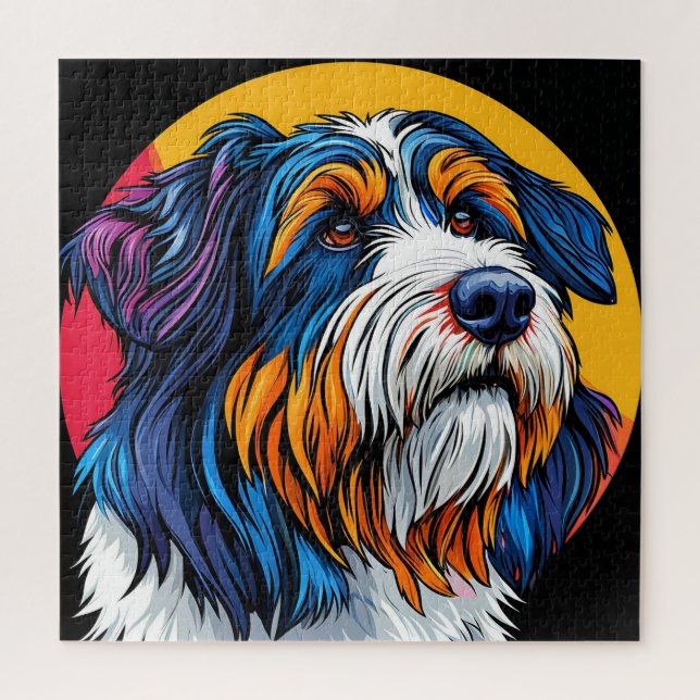 Quebra-cabeça Ilustração Vibrante de Cachorro Presente para Aman (Vertical)
