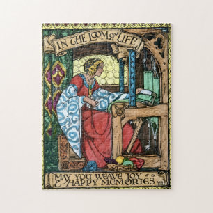 Quebra-cabeça Ilustração Vintage da Tecelagem da Vida Artes e