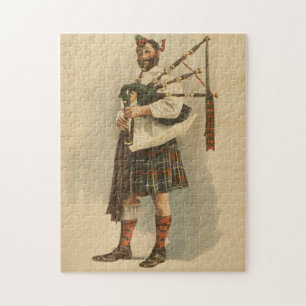 Quebra-cabeça Ilustração Vintage de um Bagpiper Escocês (1898