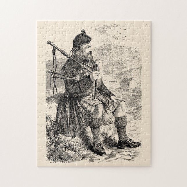 Quebra-cabeça Ilustração Vintage de um Highlanders Escocês (Vertical)