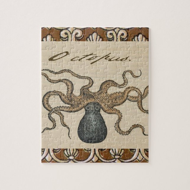 Quebra-cabeça Ilustração Vintage do Kraken Polvo (Vertical)