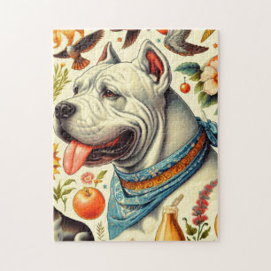 Quebra-cabeça Ilustração Vintage Dogo Argentino