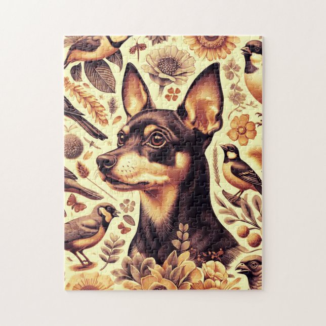 Quebra-cabeça Ilustração Vintage Pinscher (Vertical)