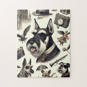 Quebra-cabeça Ilustração Vintage Schnauzer