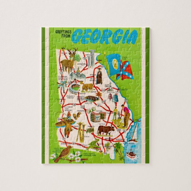 Quebra-cabeça Ilustrado Infantil da Geórgia 8x10 (Vertical)
