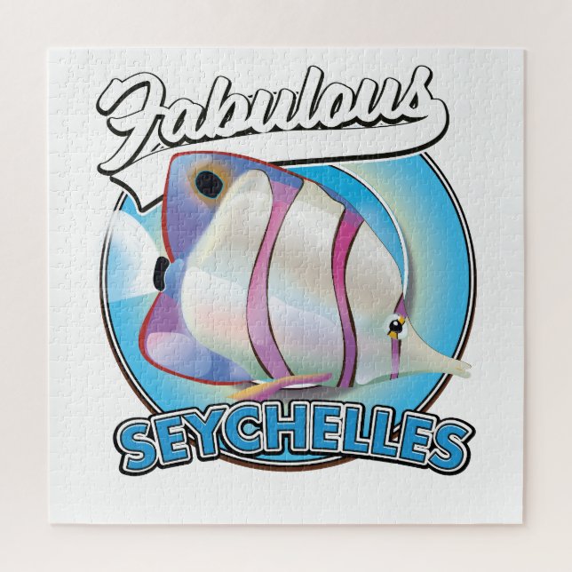 Quebra-cabeça Ímã de logotipo retrô das Seychelles Fabulosas (Vertical)