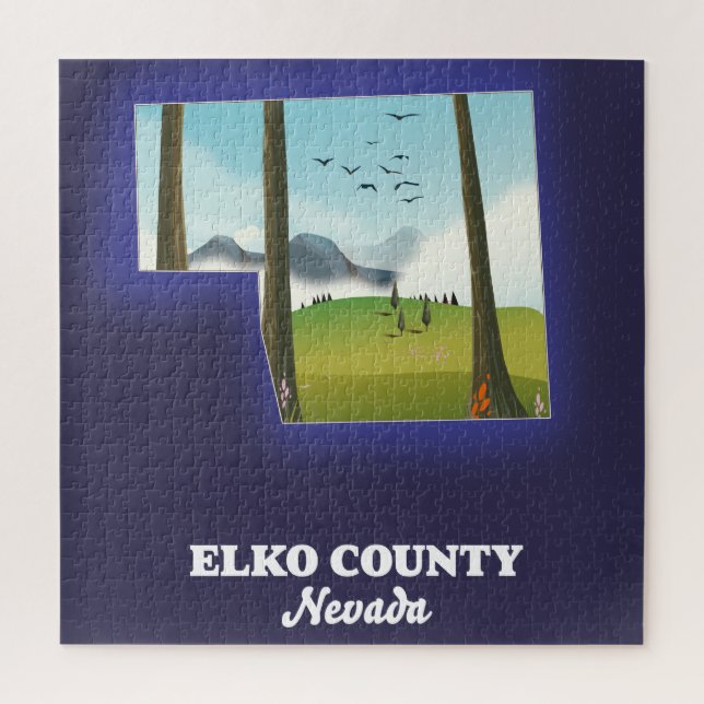 Quebra-cabeça Ímã do mapa do Condado de Elko Nevada (Vertical)
