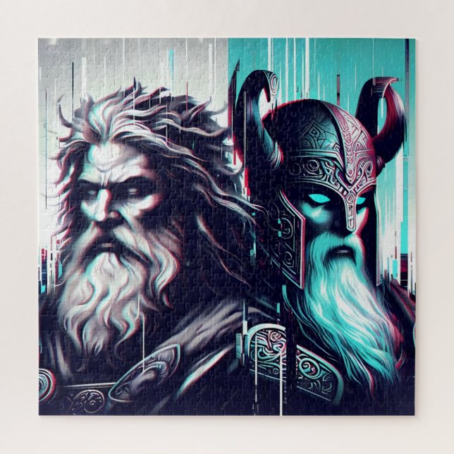 Quebra-cabeça  image of the gods zeus and odin togethe (Vertical)