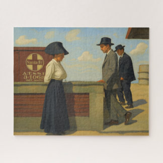 Quebra-cabeça Imagem antiga de uma estação de trem ocidental em 