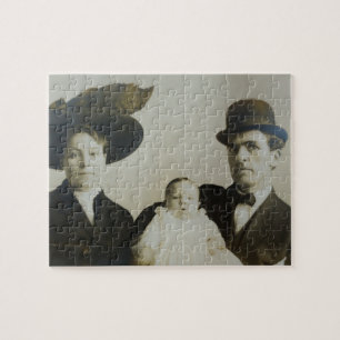 Quebra-cabeça Imagem de Fotografia B&W RPPC da Família Bowler