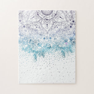 Quebra-cabeça Imagem elegante de mandala floral e confete
