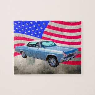 Quebra-cabeça Impala 1965 de Chevy 327 com bandeira americana