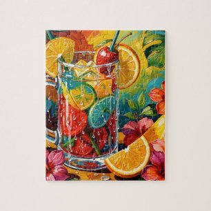 Quebra-cabeça Impasto de pintura a óleo de coquetel de verão tro
