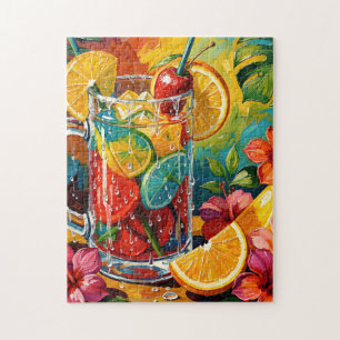 Quebra-cabeça Impasto de pintura a óleo de coquetel de verão tro