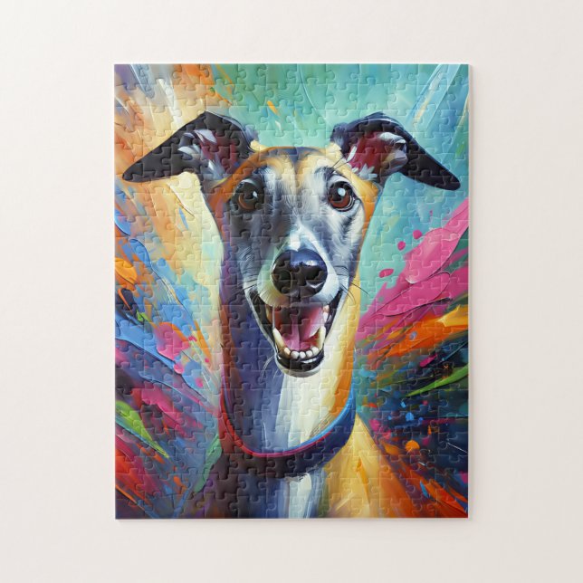 Quebra-cabeça Impressão Acrílica de Cachorro Greyhound Presente  (Vertical)