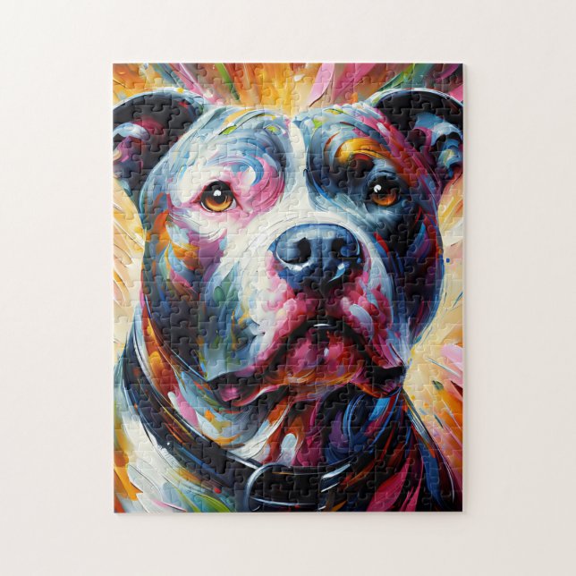 Quebra-cabeça Impressão Acrílica do Cão American Pit Bull Terrie (Vertical)