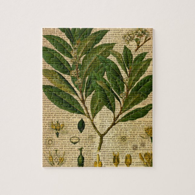 Quebra-cabeça Impressão botânico na página do livro velho (Vertical)