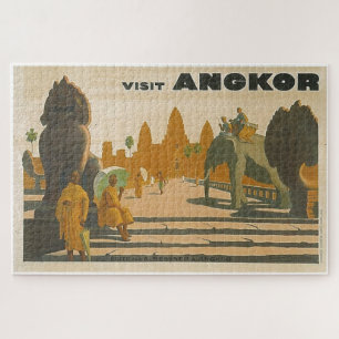Quebra-cabeça Impressão das viagens vintage de Angkor Wat