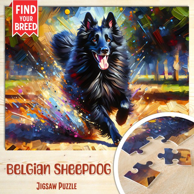 Quebra-cabeça Impressão de Arte Acrílica do Cão-Ovino Belga (Criador carregado)