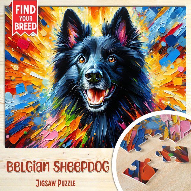 Quebra-cabeça Impressão de Arte Acrílica do Cão-Ovino Belga (Criador carregado)