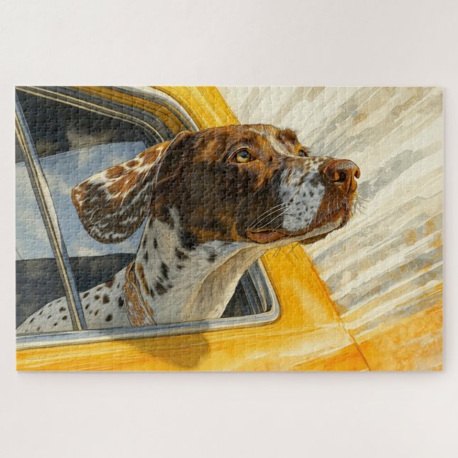 Quebra-cabeça Impressão de Arte de Cachorro Manchado em Passeio  (Horizontal)