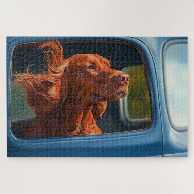 Quebra-cabeça Impressão de Arte de Cachorro Vermelho Apreciando  (Horizontal)