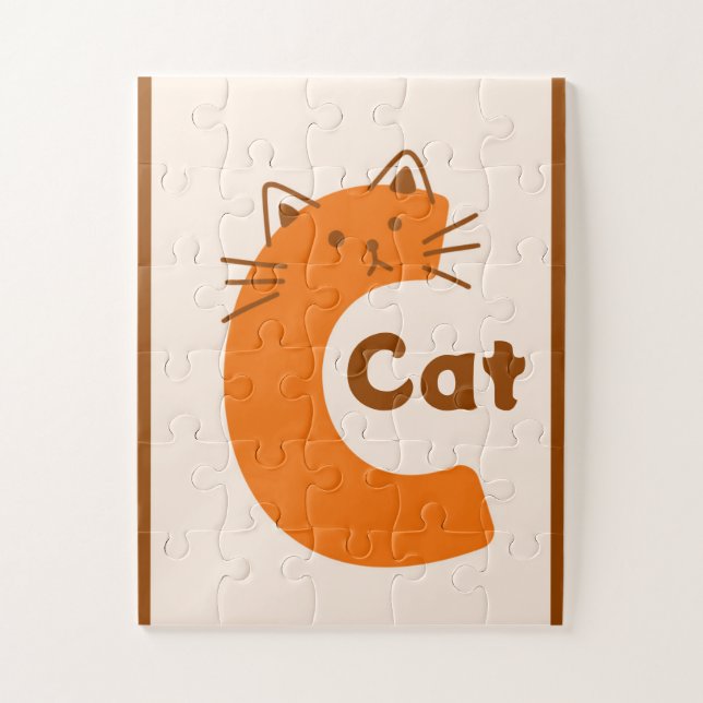 Quebra-cabeça Impressão de Arte do Alfabeto com Gato da Letra "C (Vertical)