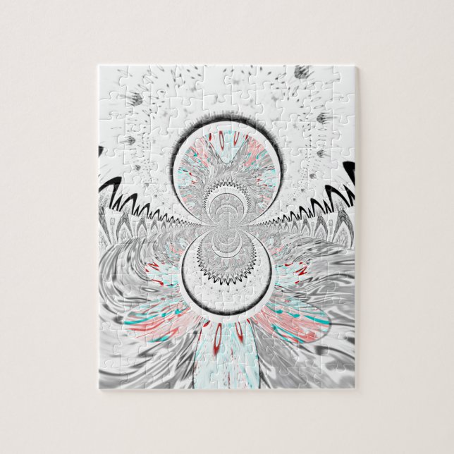 Quebra-cabeça Impressão de Arte Kaleidoscópio em Tons de Cinza (Vertical)
