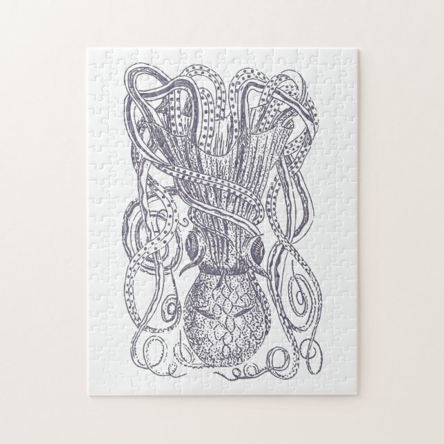 Quebra-cabeça Impressão de Bloco de Desenho de Linha Octopus em  (Vertical)