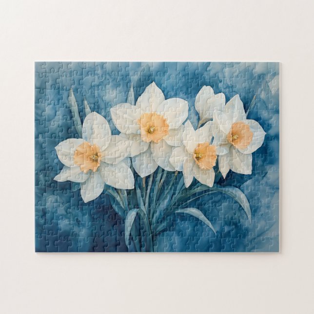 Quebra-cabeça Impressão de Daffodil com Aquarela (Horizontal)