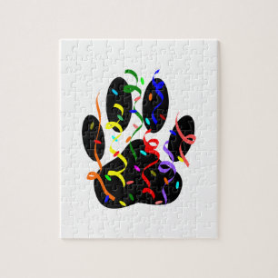 Quebra-cabeça Impressão De Pata De Cão Com Confetti E Streamer